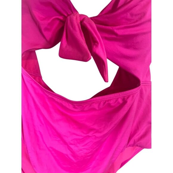 Gibson Latimer Swimsuit Women XL Pink One Piece Halter Bold Summer Tropical 80s - Picture 8 of 11